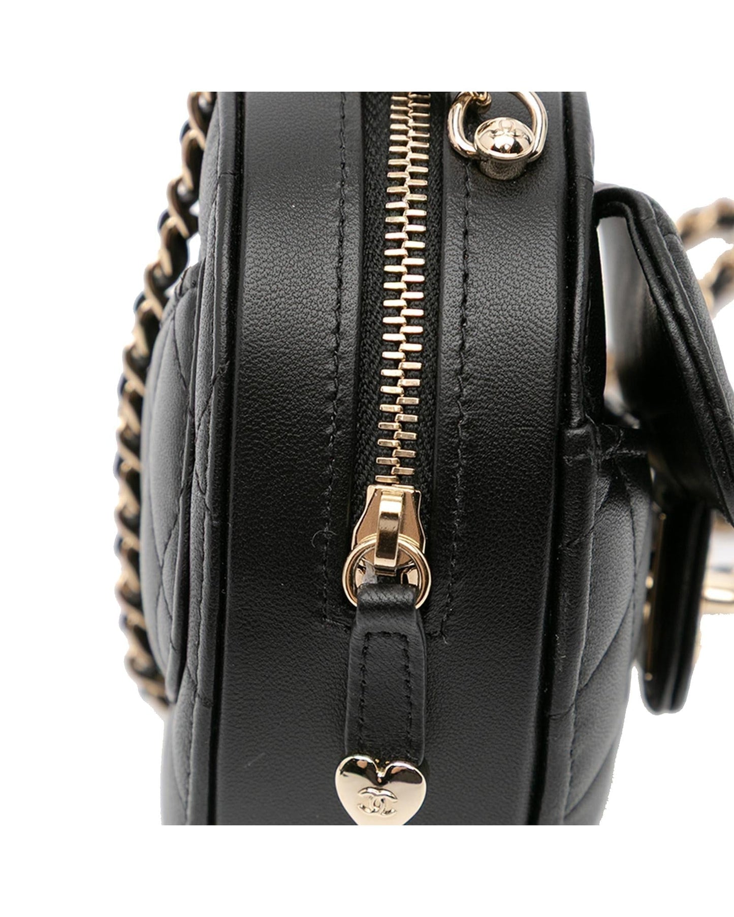 Quilted Lambskin Leather Heart Crossbody Bag with Chain Strap