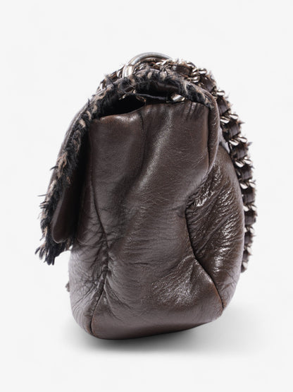 Chanel Funny Tweed Flap Bag Brown Lambskin Leather