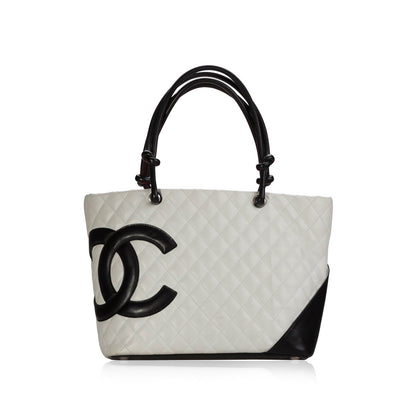 Chanel Cambon Calfskin Silver Handbag