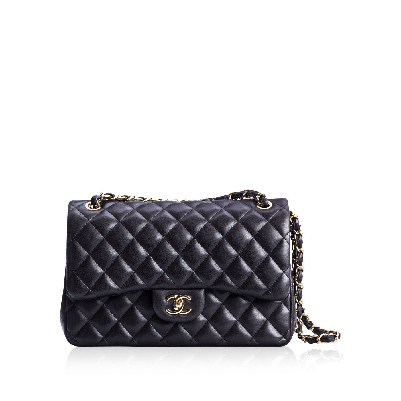 Chanel Classic Flap Lambskin Black Shoulder Bag Style 282