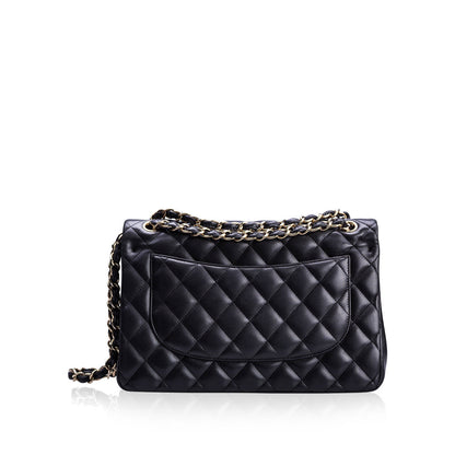 Chanel Classic Flap Lambskin Black Shoulder Bag Style 282