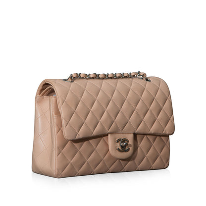 Chanel Classic Flap Lambskin Silver Shoulder Bag Style 2