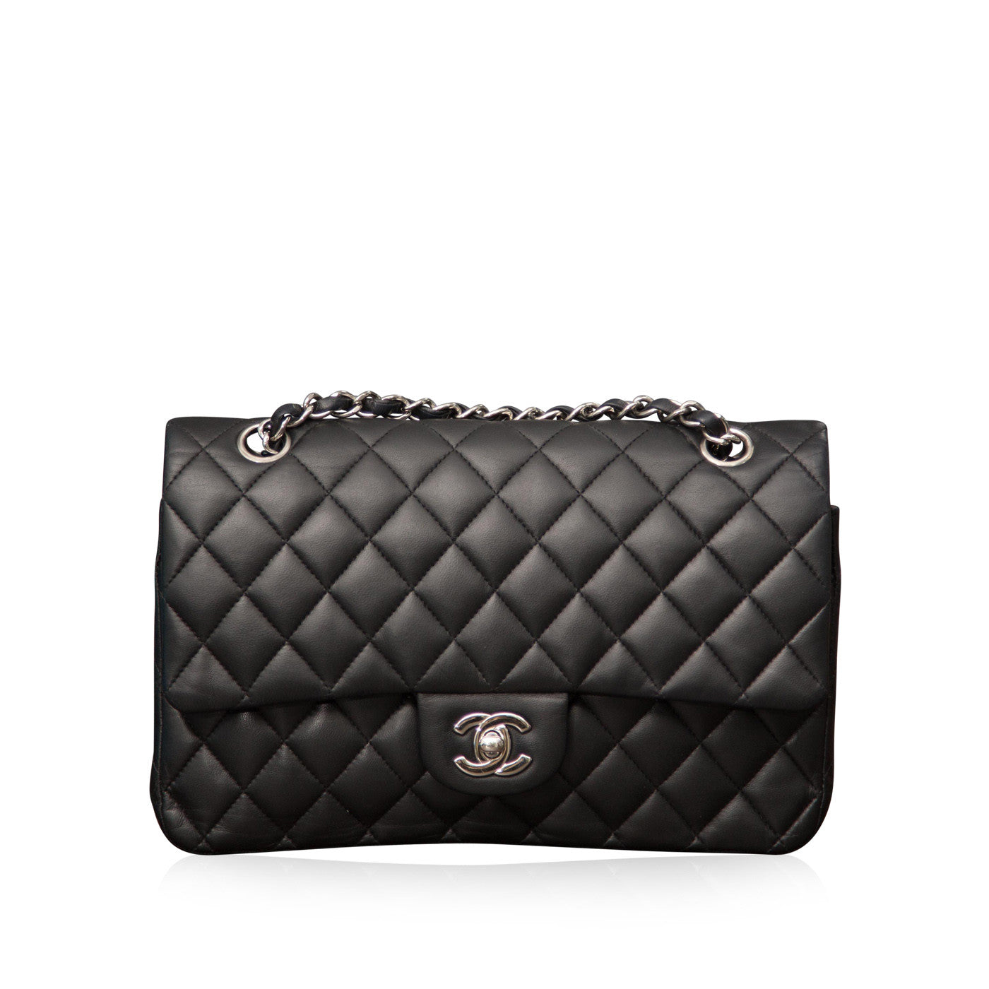 Chanel Classic Flap Lambskin Black Shoulder Bag Style 283