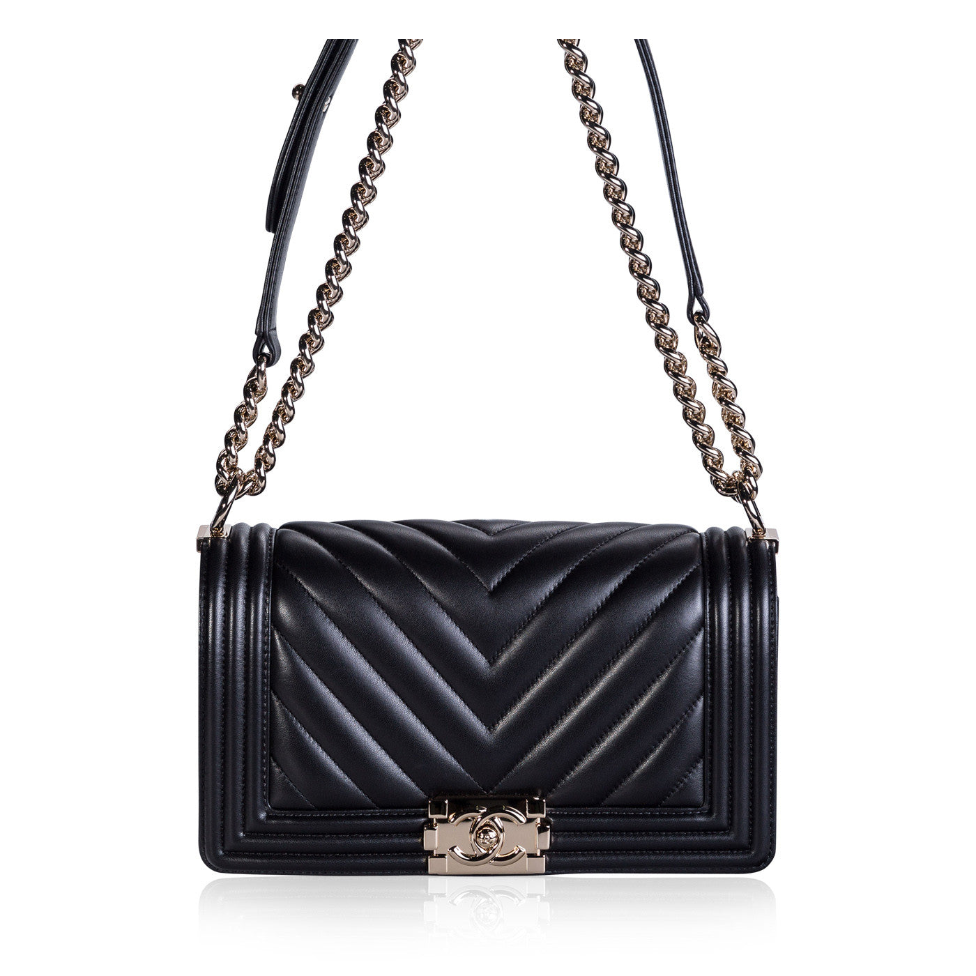 Chanel Boy Bag Lambskin Black Shoulder Bag Style 56