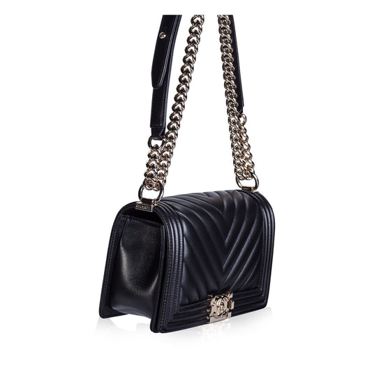 Chanel Boy Bag Lambskin Black Shoulder Bag Style 56