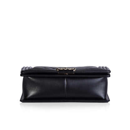 Chanel Boy Bag Lambskin Black Shoulder Bag Style 56