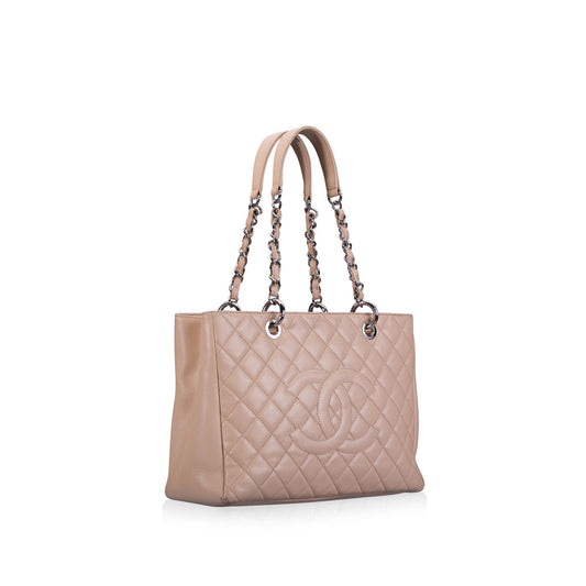 Chanel Classic Flap Leather Silver Tote Bag