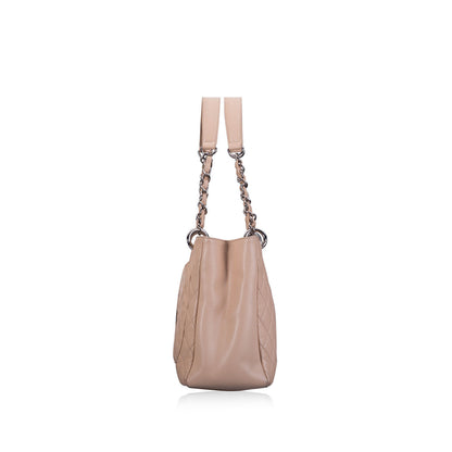 Chanel Classic Flap Leather Silver Tote Bag