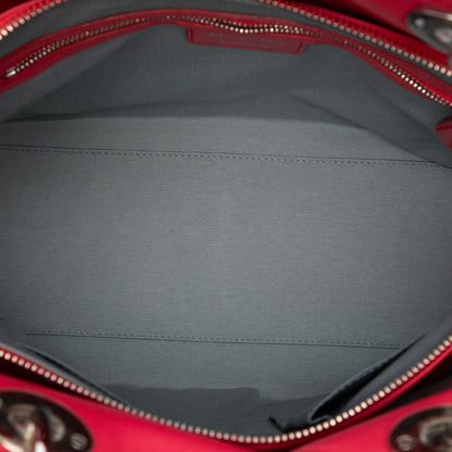 Red Dior Medium Lambskin Cannage Polochon Granville Satchel