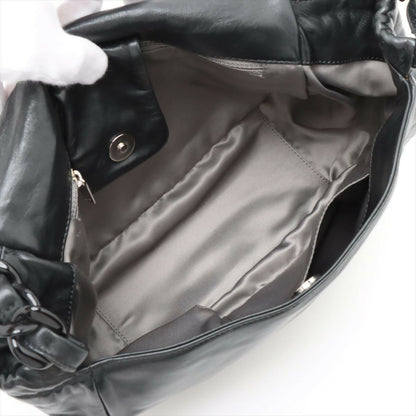 Chanel Black Crinkled Patent Leather Modern Chain Flap Bag