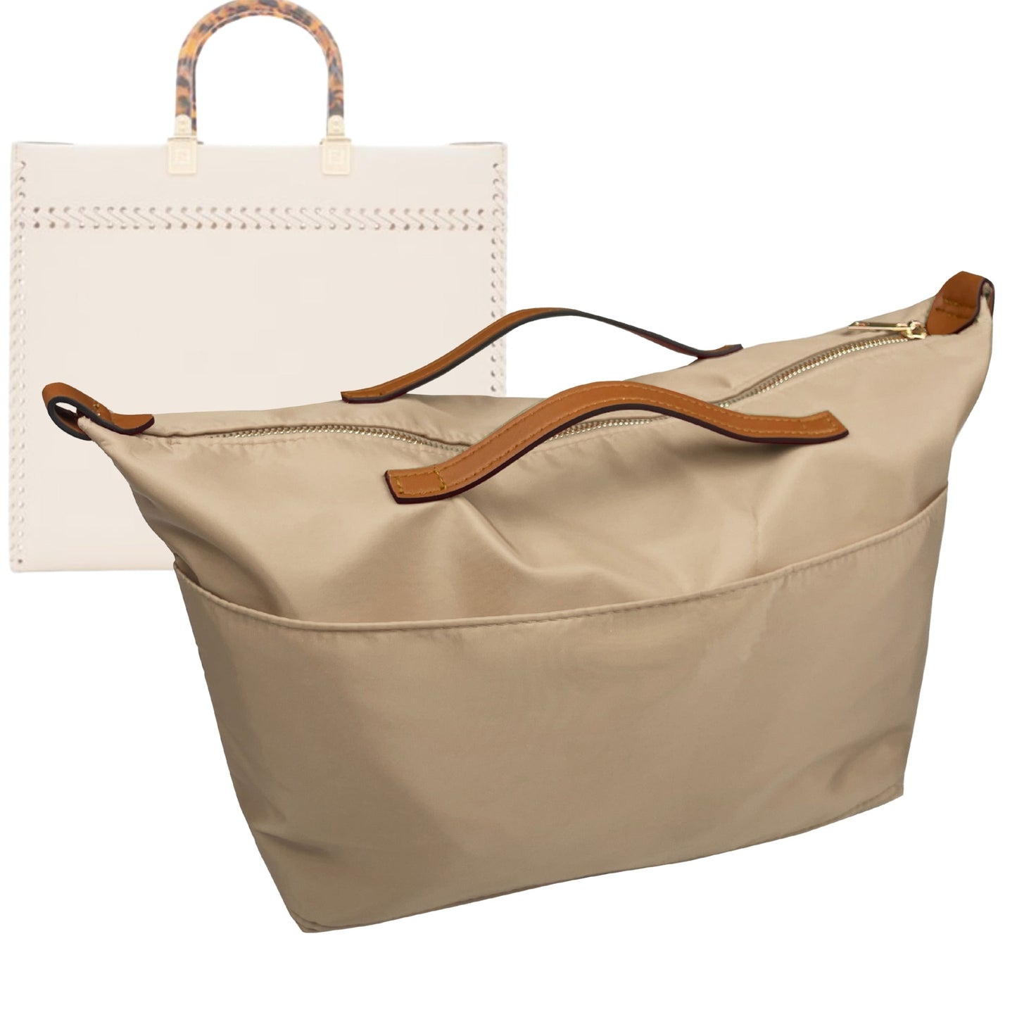 Organizer for [Sunshine Mini, Fendi] Bag Insert (Nylon, Zip Cover with Handle)