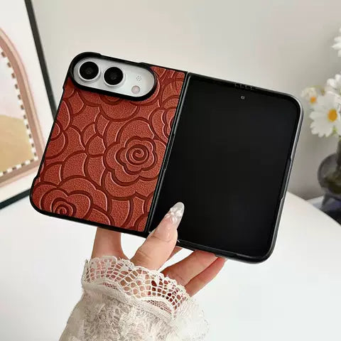 Embossed Floral Leather Case for iPhone Duo