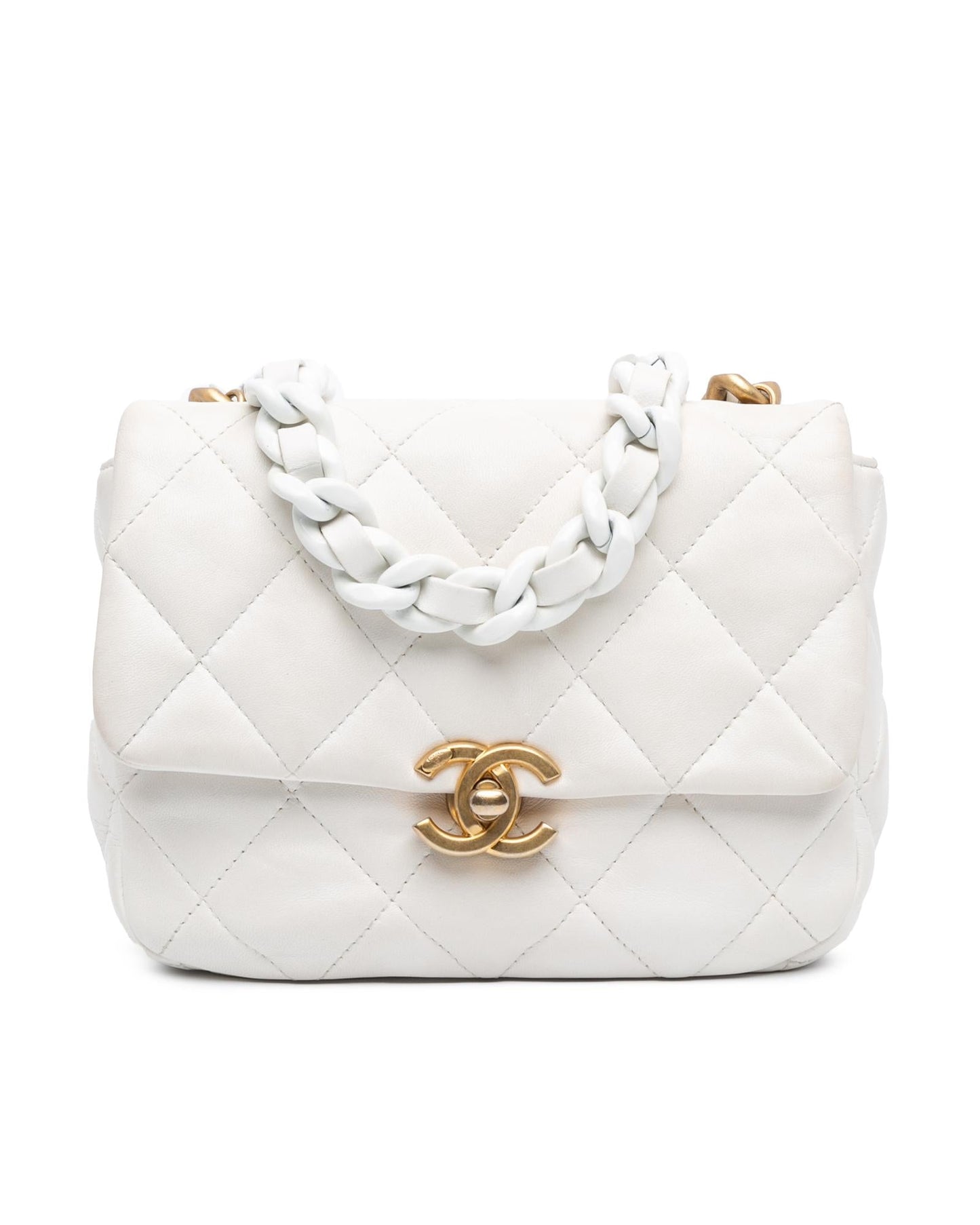 Mini Quilted Lambskin Chain Flap Crossbody Bag