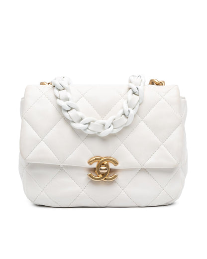 Mini Quilted Lambskin Chain Flap Crossbody Bag
