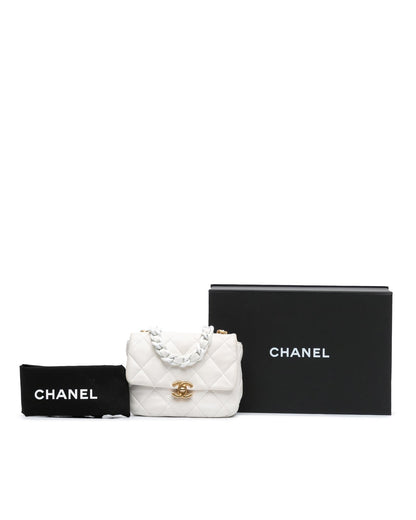 Mini Quilted Lambskin Chain Flap Crossbody Bag