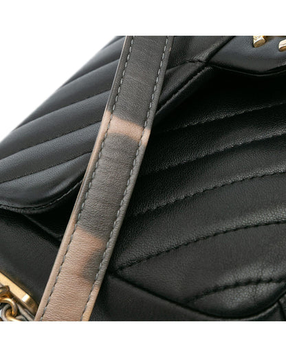 Mini Rectangular Chevron Lambskin Chain Around Flap Crossbody Bag