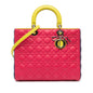 Pink Dior Large Tricolor Lambskin Cannage Lady Dior Satchel