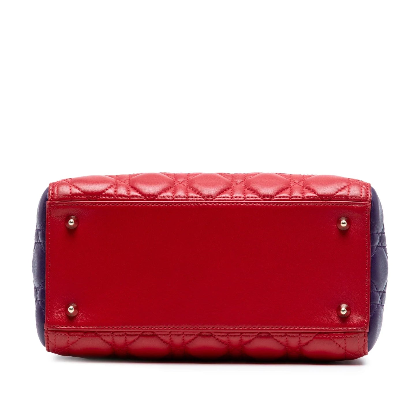 Red Dior Medium Tricolor Lambskin Cannage Lady Dior Satchel