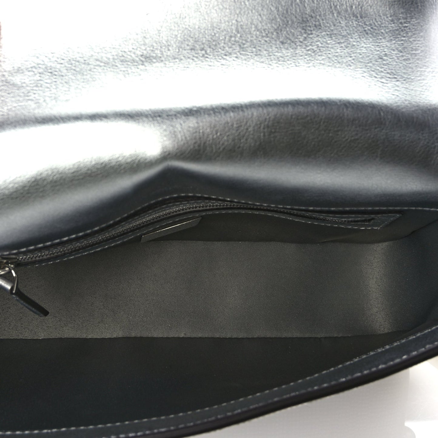 Fendi Crystal Vitello Laminato FF Medium Baguette Crystal Argento