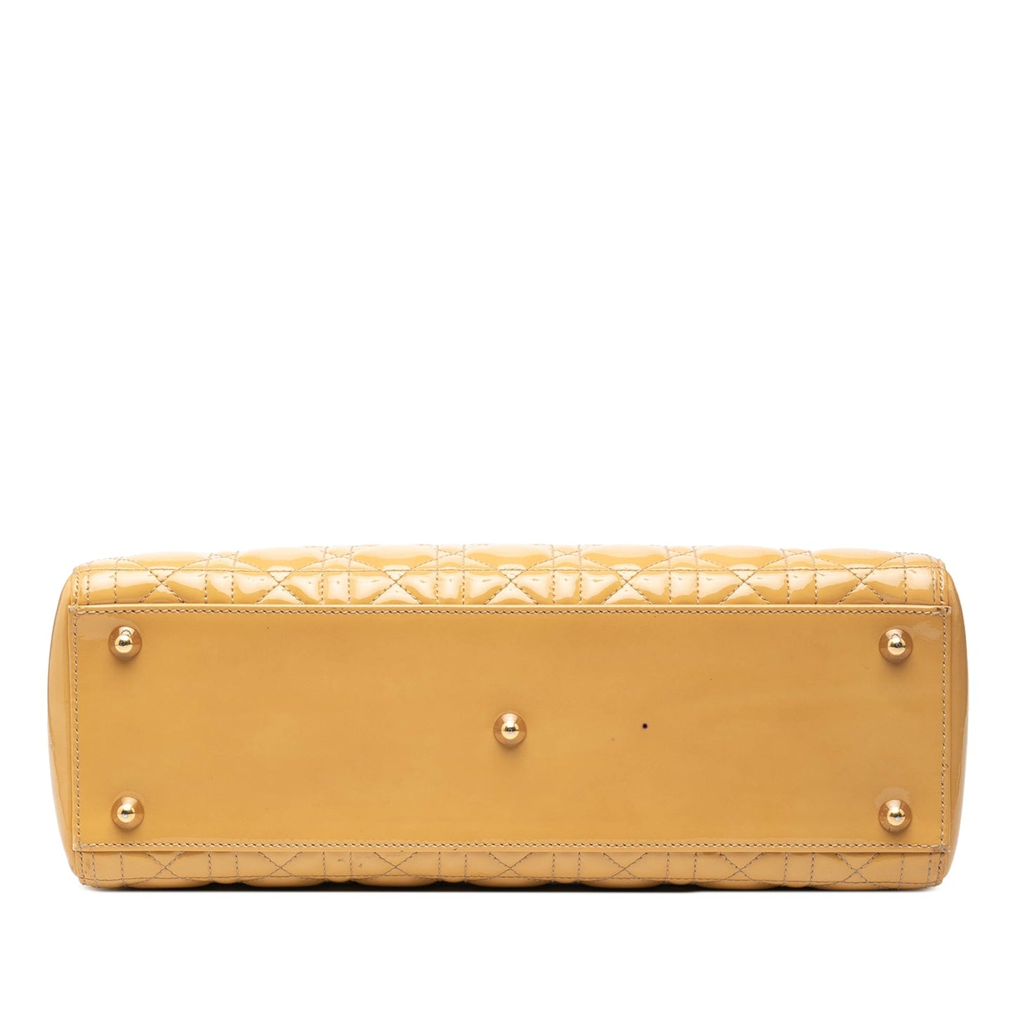 Yellow Dior Large Patent Cannage Lady Dior Satchel