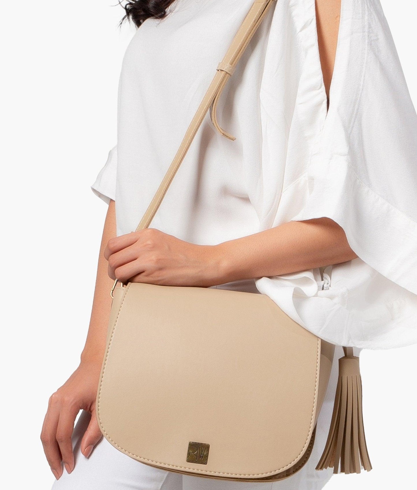 Off-white foldover saddle bag