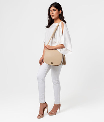 Off-white foldover saddle bag