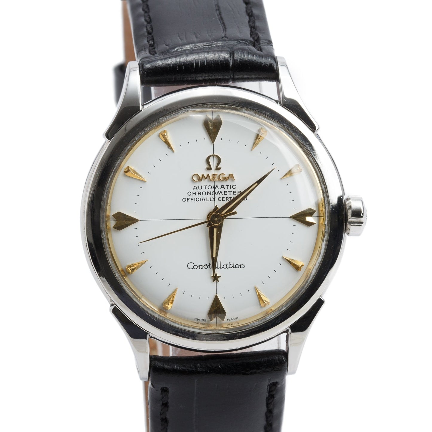 Omega Vintage Stainless Steel & 14k Yellow Gold Constellation 35 MM Automatic Watch White Dial 2852