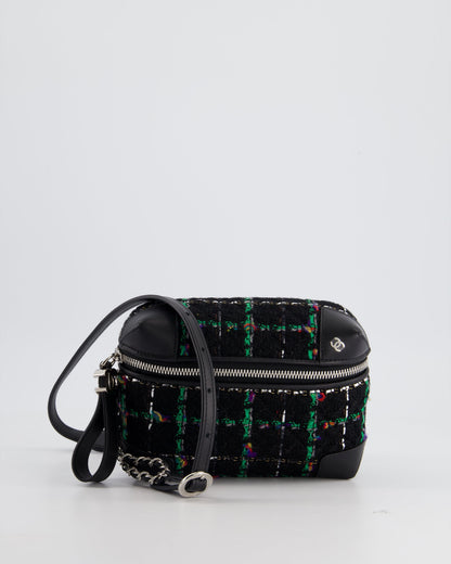Chanel Tweed Black Silver Green Handbag