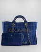 Chanel Deauville Medium Canvas Blue Gold Tote Style