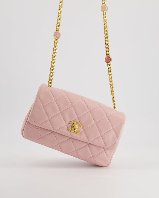 Chanel Flap Mini Baby Lambskin Leather Pink Gold Chain Shoulder Bag Style