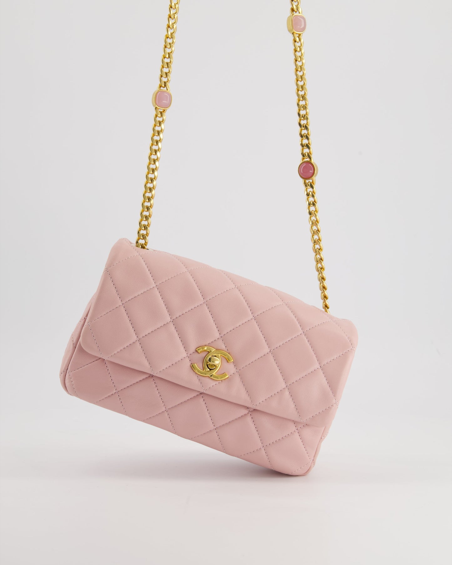 Chanel Flap Mini Baby Lambskin Leather Pink Gold Chain Shoulder Bag