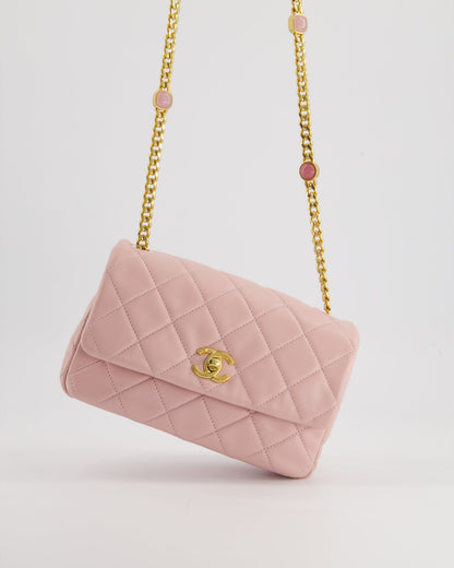 Chanel Flap Mini Baby Lambskin Leather Pink Gold Chain Shoulder Bag