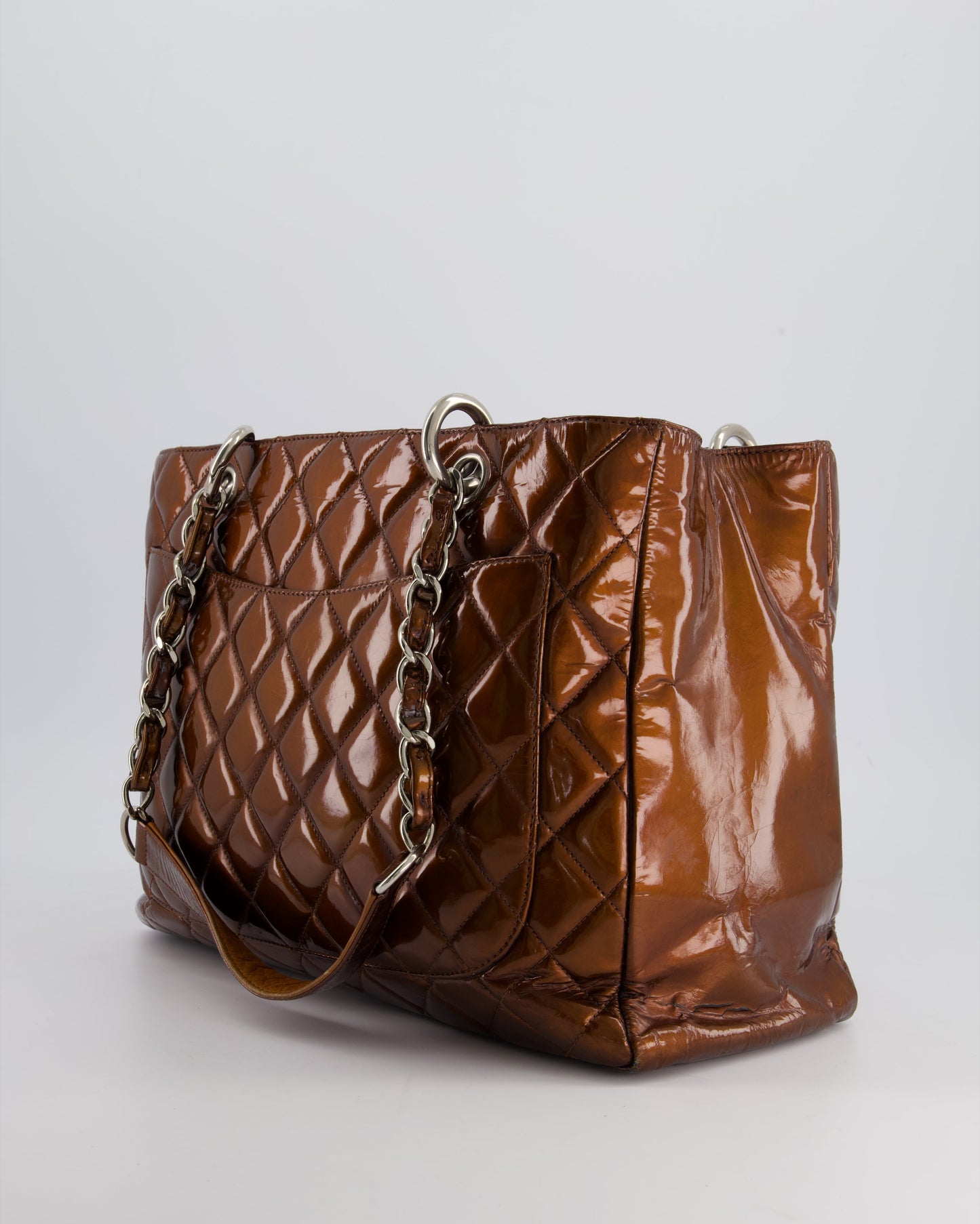 Chanel Leather Silver Luxury Tote