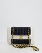 Chanel Flap Lambskin Leather Black White Gold Shoulder Bag Style