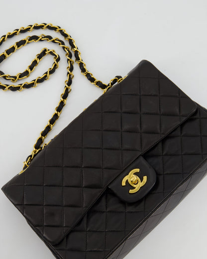 Chanel Flap Medium Lambskin Leather Black Gold Shoulder Bag