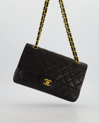 Chanel Flap Medium Lambskin Leather Black Gold Shoulder Bag Style