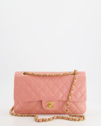 Chanel Flap Medium Baby Classic Lambskin Leather Pink Gold Shoulder Bag