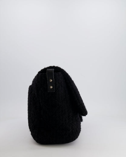 Chanel Flap Quilted Tweed Black Shoulder Bag
