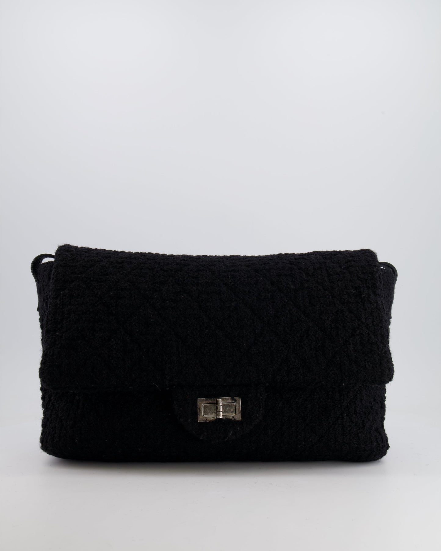 Chanel Flap Quilted Tweed Black Shoulder Bag