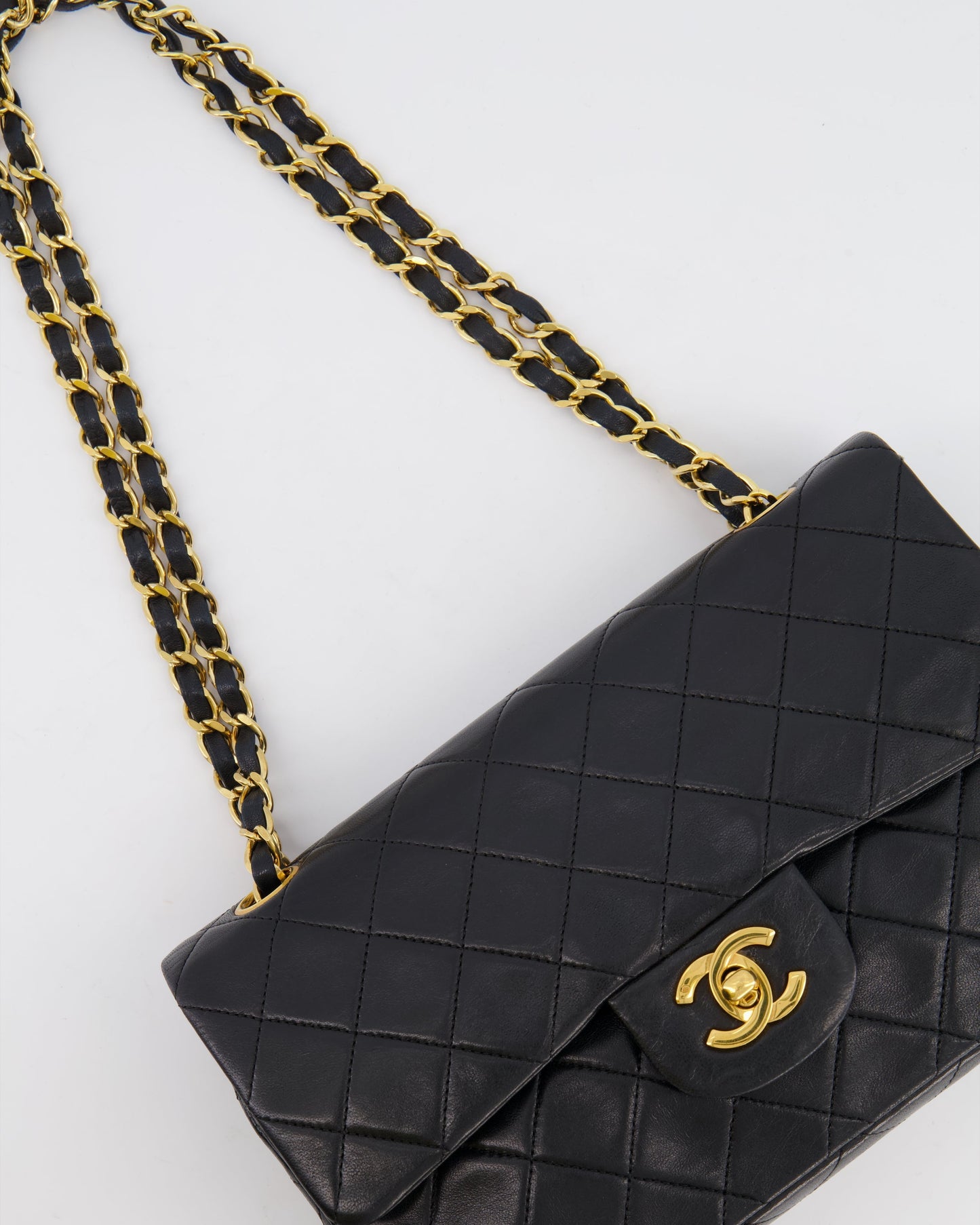 Chanel Black Classic Small Double Flap Bag in Lambskin Leather with 24K Gold Hardware