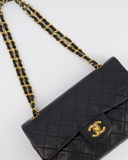Chanel Black Classic Small Double Flap Bag in Lambskin Leather with 24K Gold Hardware