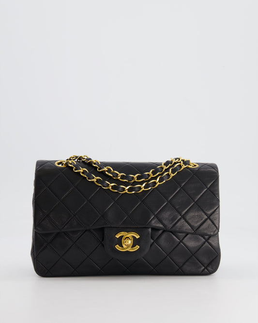 Chanel Black Classic Small Double Flap Bag in Lambskin Leather with 24K Gold Hardware