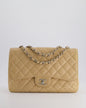 Chanel Flap Classic Caviar Leather Beige Silver Shoulder Bag Style 3