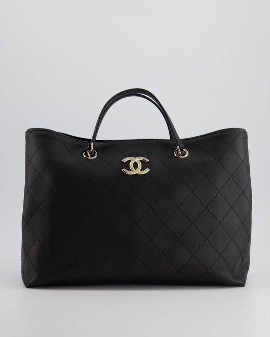 Chanel Quilted Calfskin Leather Black Tote