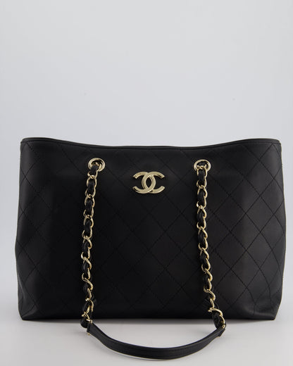 Chanel Quilted Calfskin Leather Black Tote