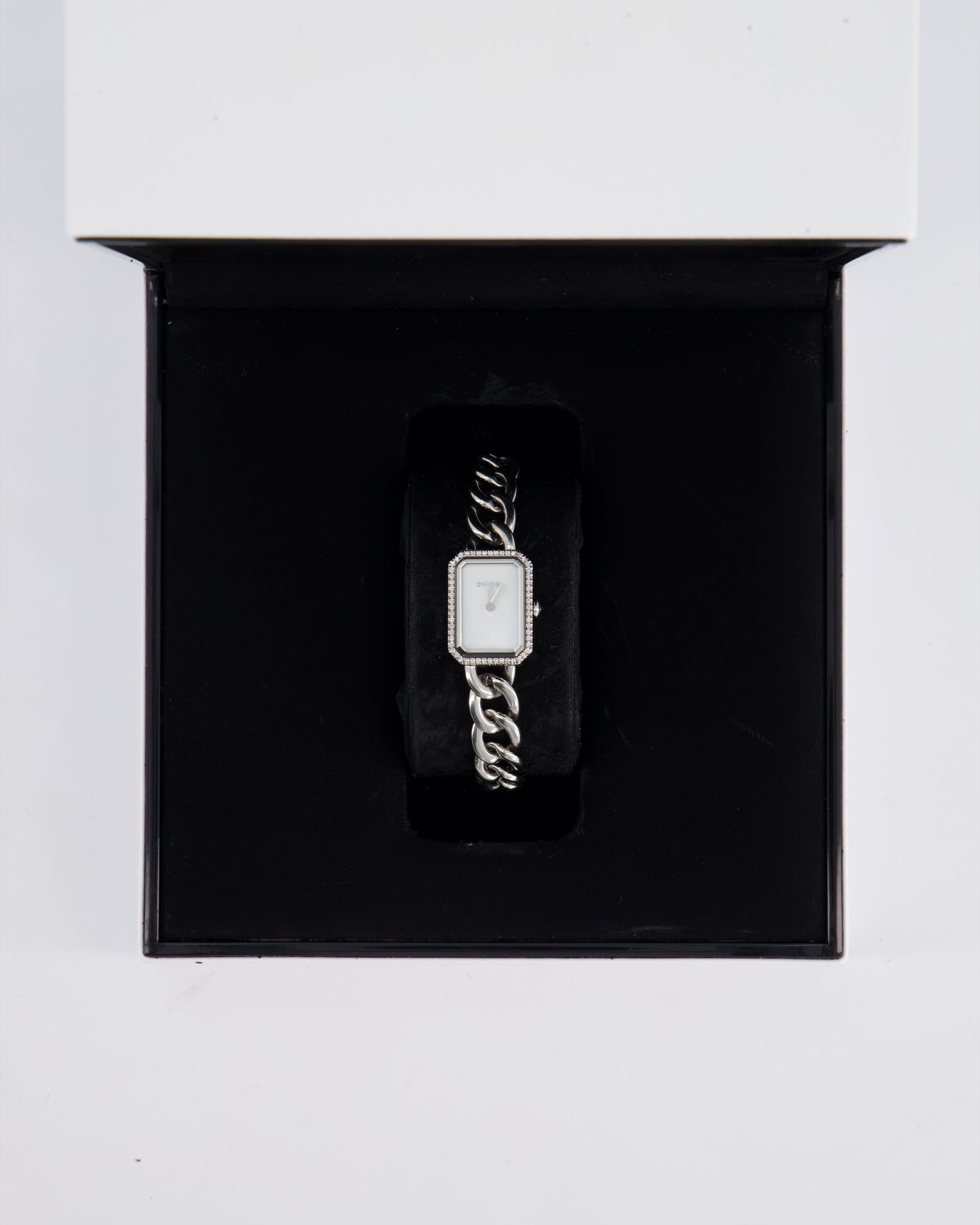 Chanel Stainless Steel Premiere H3253 Diamond and Mother of Pearl 26mm Quartz Watch