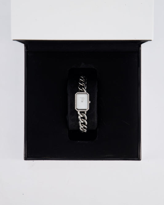 Chanel Stainless Steel Premiere H3253 Diamond and Mother of Pearl 26mm Quartz Watch