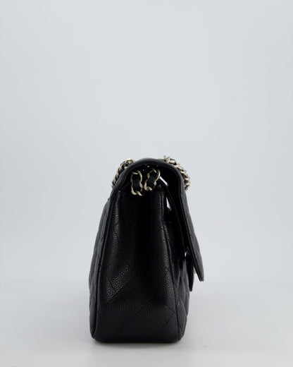 Chanel Flap Classic Caviar Leather Black Silver Shoulder Bag Style 4
