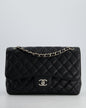 Chanel Flap Classic Caviar Leather Black Silver Shoulder Bag Style 4