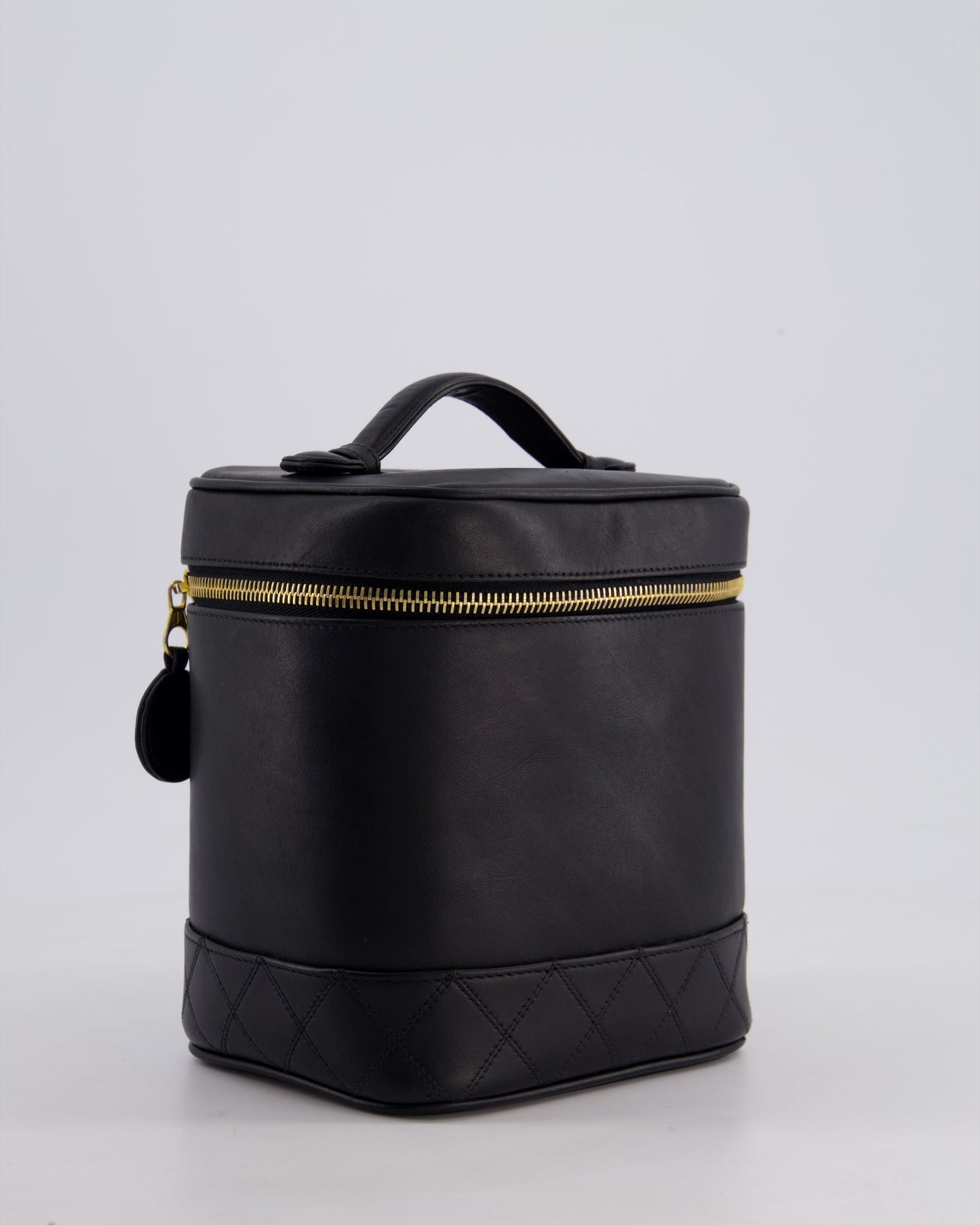 Chanel Black Leather Vanity Case with 24K Gold Hardware